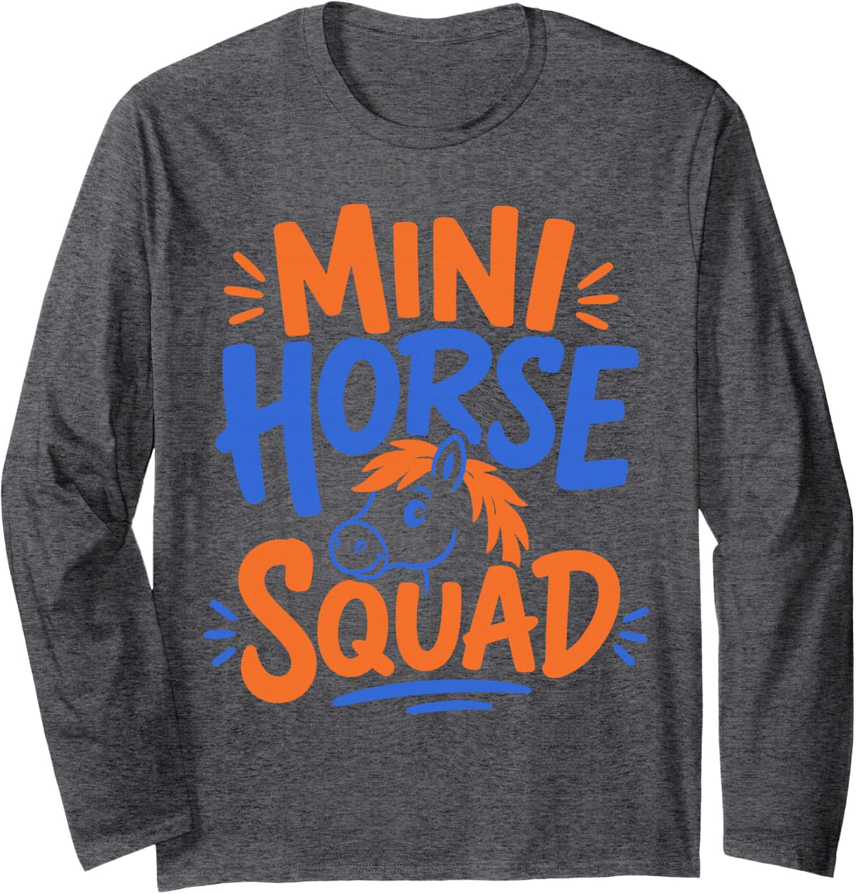 Cute Mini Horse Long Sleeve T-Shirt - Adult Unisex Dark Heather Grey
