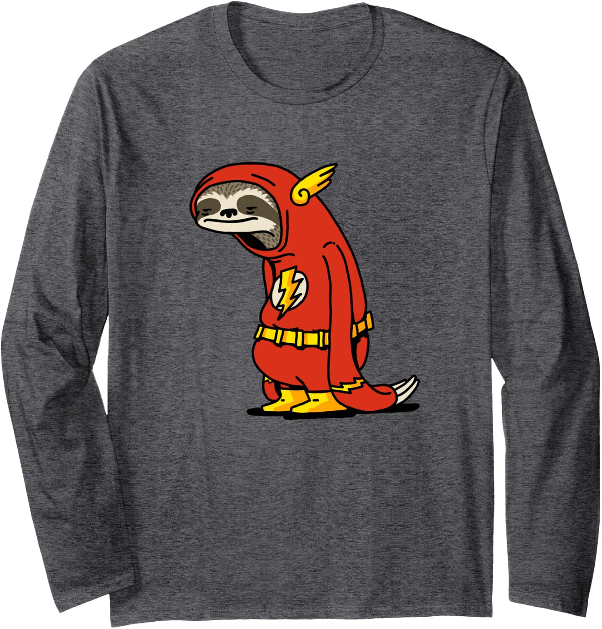 Funny Sloth Superhero Not Fast Not Furious Sloth Lover Long Sleeve T-Shirt - Adult Unisex Dark Heather Grey