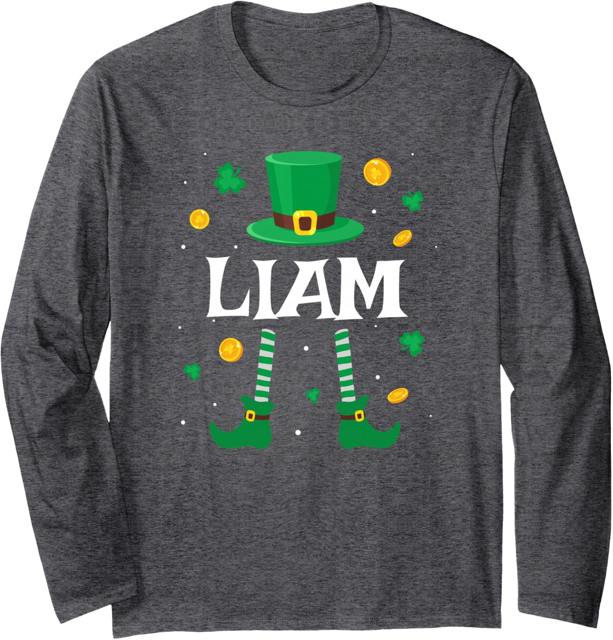 Liam Saint Patrick's Day Leprechaun Costume - Liam Long Sleeve T-Shirt - Adult Unisex Dark Heather Grey