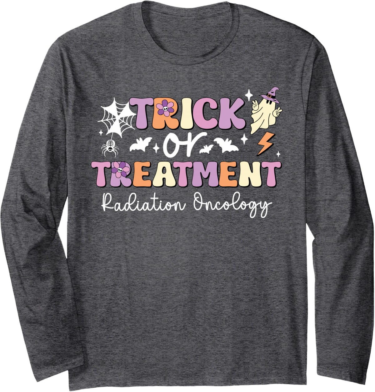 Trick Or Treatment Radiation Radiology Halloween Costume Long Sleeve T-Shirt - Adult Unisex Dark Heather Grey