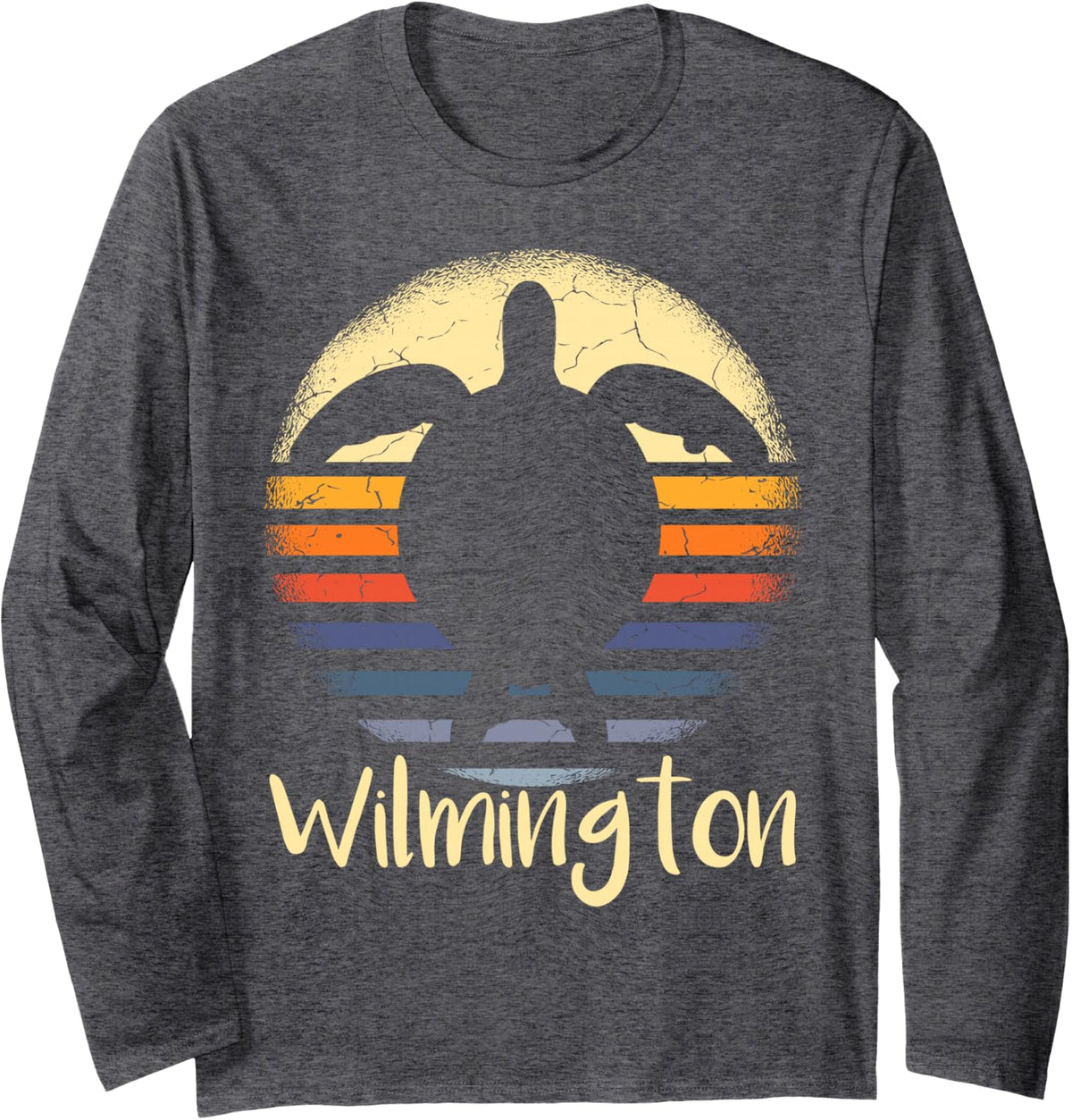 Cute Wilmington Beach North Carolina NC sea Turtle Lover Long Sleeve T-Shirt - Adult Unisex Dark Heather Grey