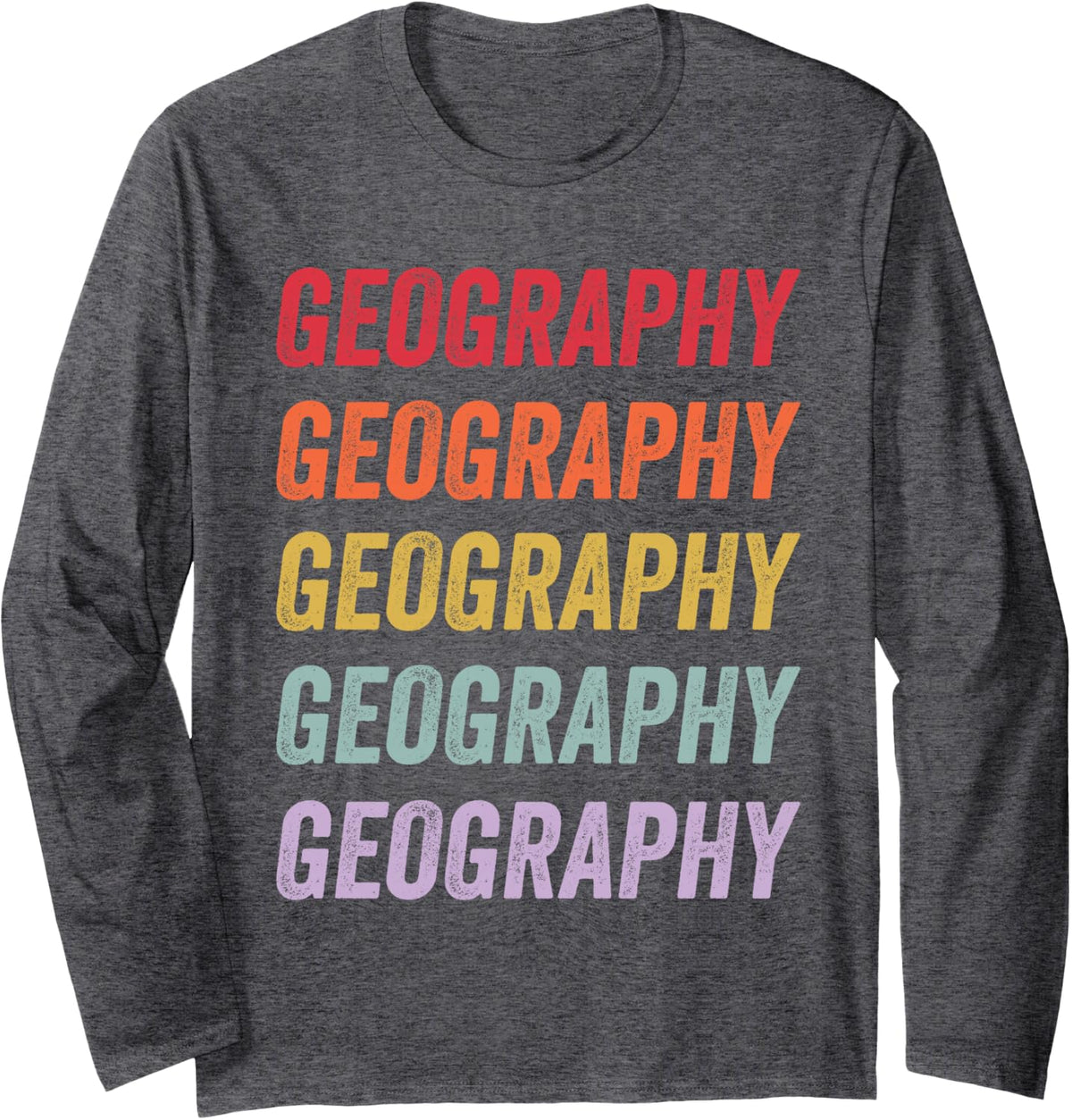 Geography Long Sleeve T-Shirt - Adult Unisex Dark Heather Grey