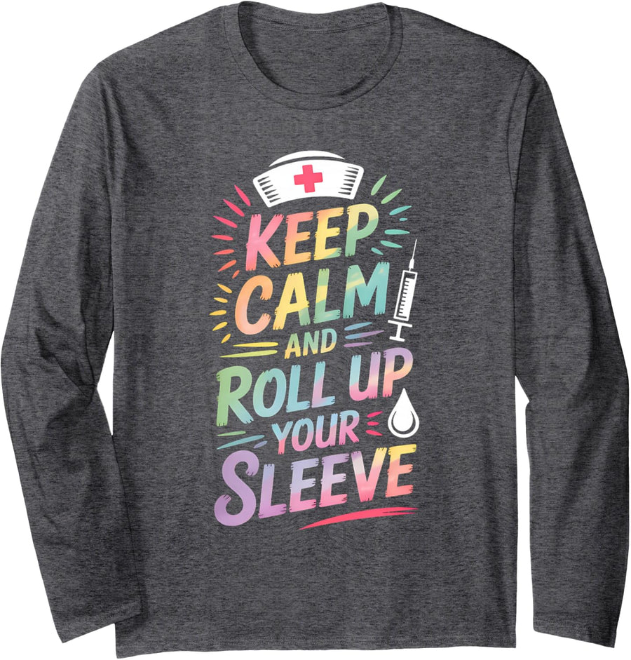 Phlebotomist Phlebotomy Roll Up Your Long Sleeve T-Shirt - Adult Unisex Dark Heather Grey