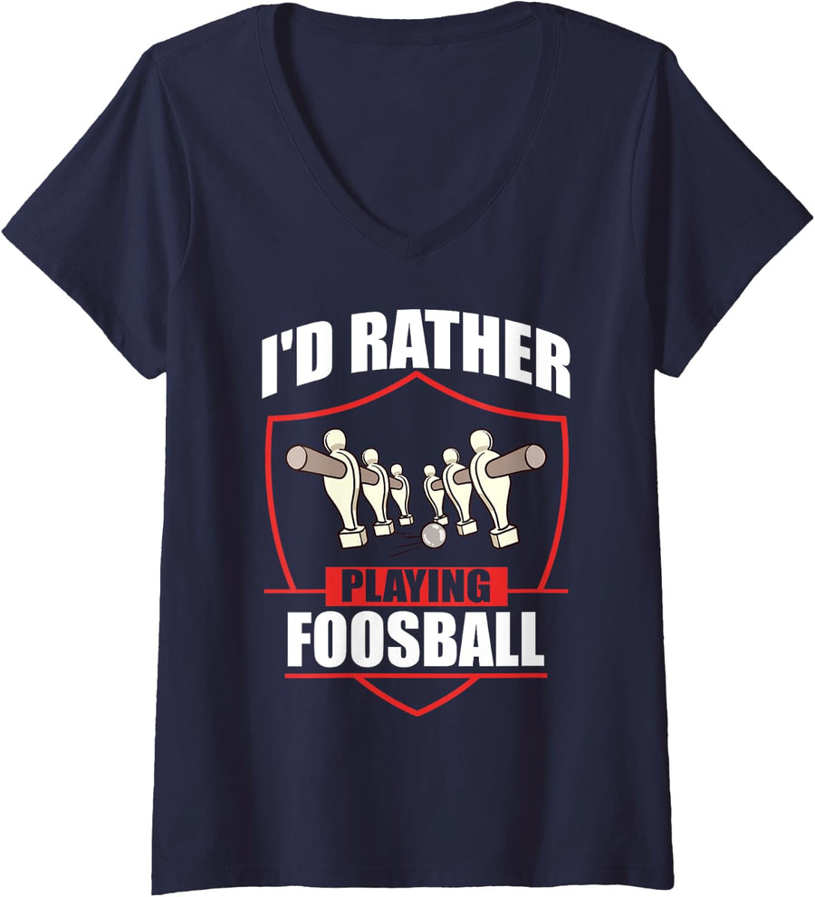 Foosball Game Football Soccer Table Outdoor V-Neck T-Shirt - Navy Blue