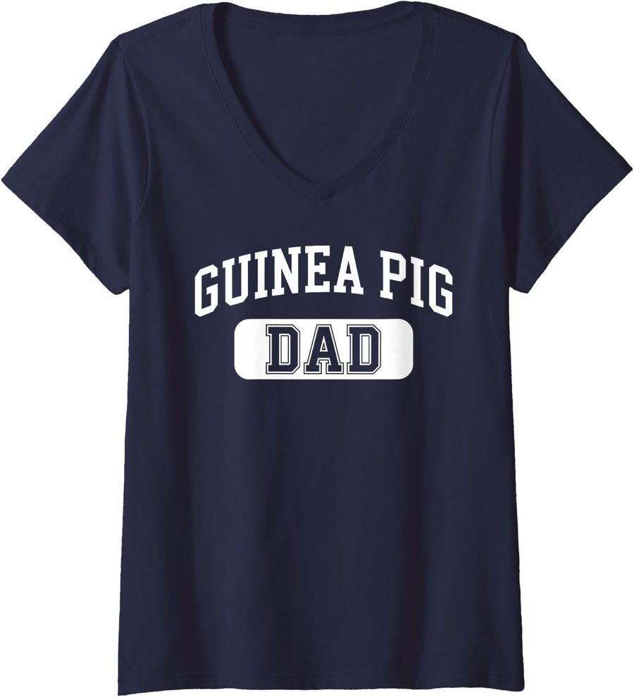 Women's Guinea Pig Dad Design for Men Boys Dad Father Guinea Pig Dad V-Neck T-Shirt - Navy Blue