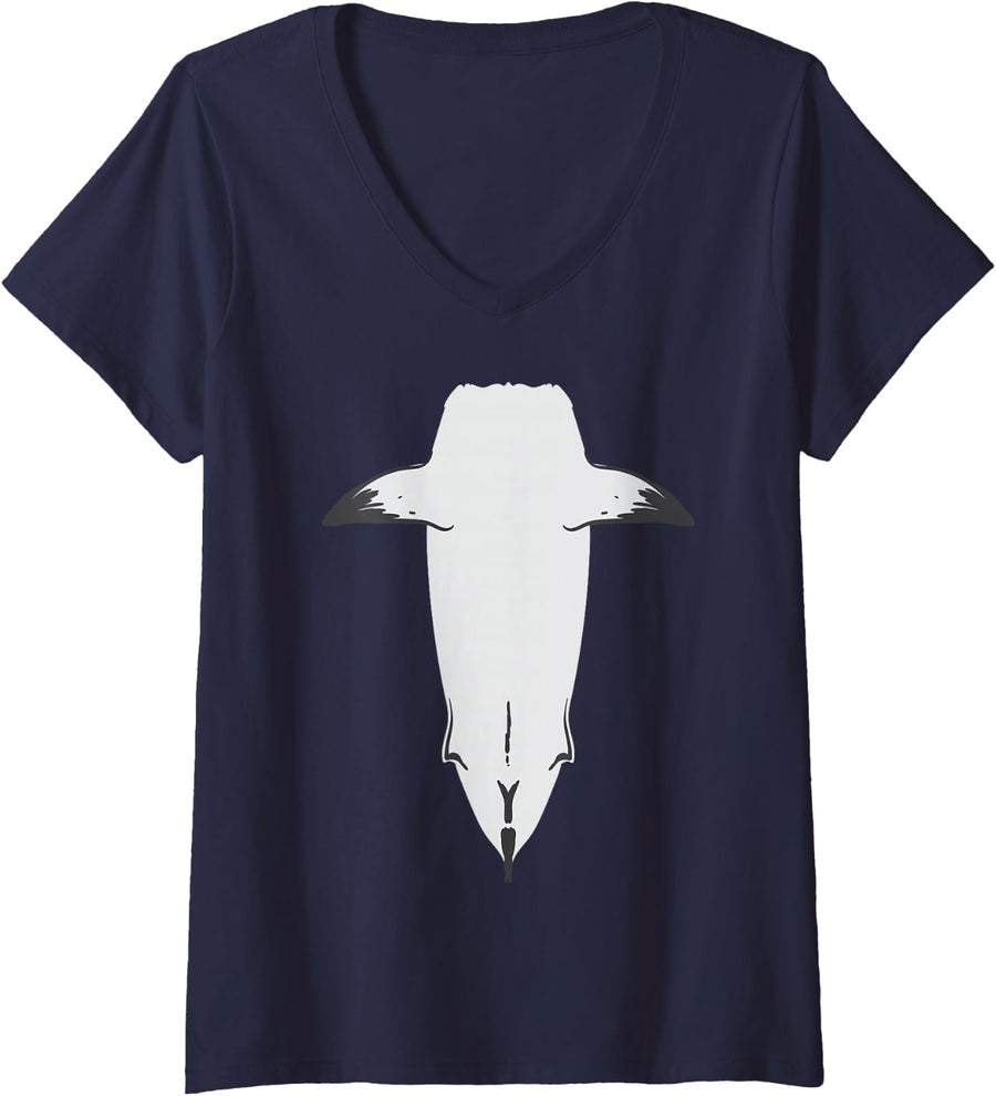 Women's Shark Funny Animal Lazy DIY Costume Easy Halloween 2019 V-Neck T-Shirt - Navy Blue
