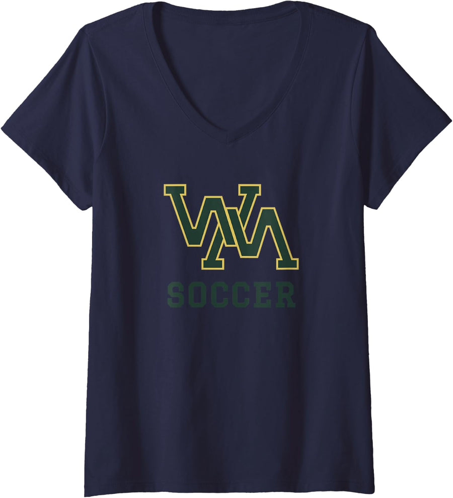 Women's Wilson Memorial High School Eagles Soccer V-Neck T-Shirt - Navy Blue