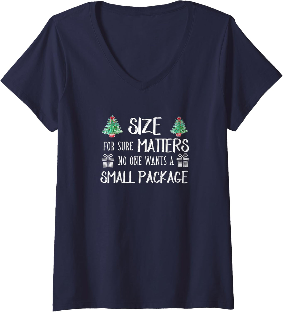 Womens Naughty Christmas Shirts Decor Funny Sayings Pajama Top V-Neck T-Shirt - Navy Blue