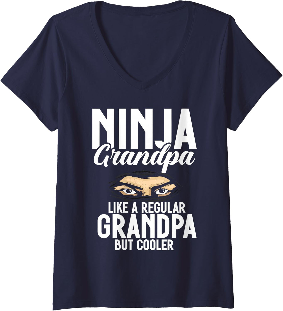 Womens Ninja Grandpa Like a Regular Grandpa but Cooler Ninja V-Neck T-Shirt - Navy Blue