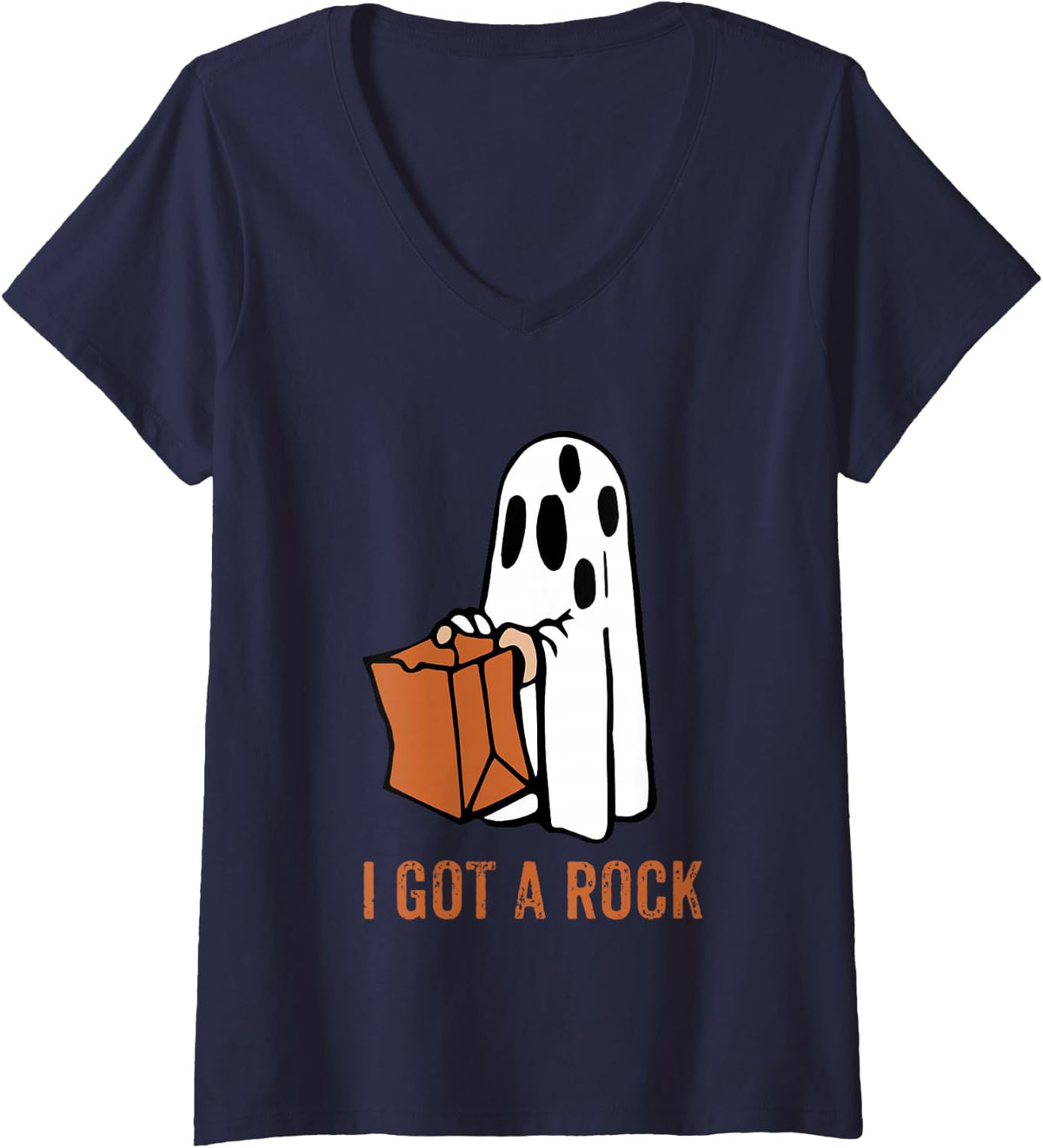 Womens I Got A Rock V-Neck T-Shirt - Navy Blue