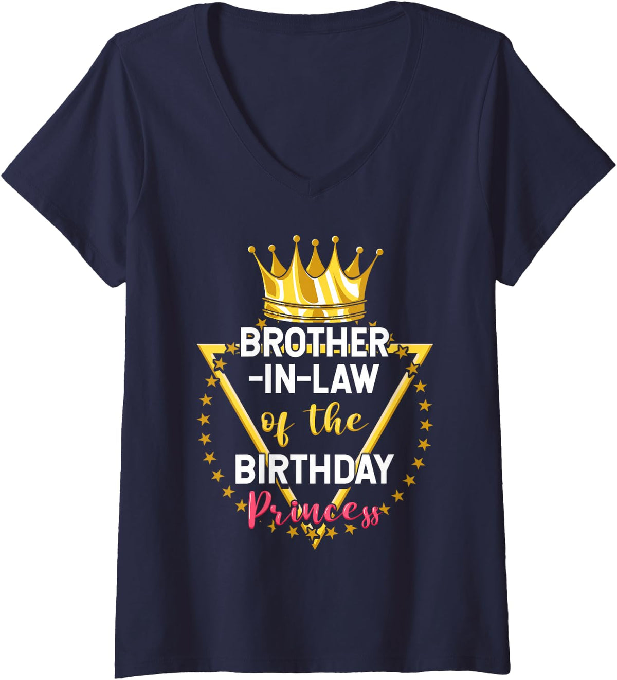 Women's Brother-in-Law of The Birthday Princess Crown Girl Party V-Neck T-Shirt - Navy Blue