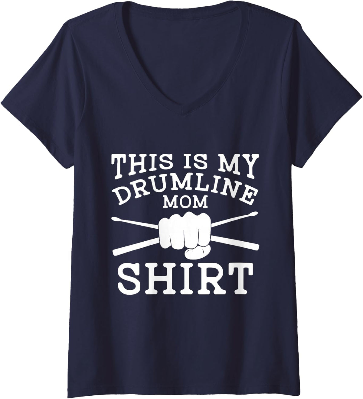 Women's This is My Drumline Mom Marching Band Vintage Retro Womens V-Neck T-Shirt - Navy Blue