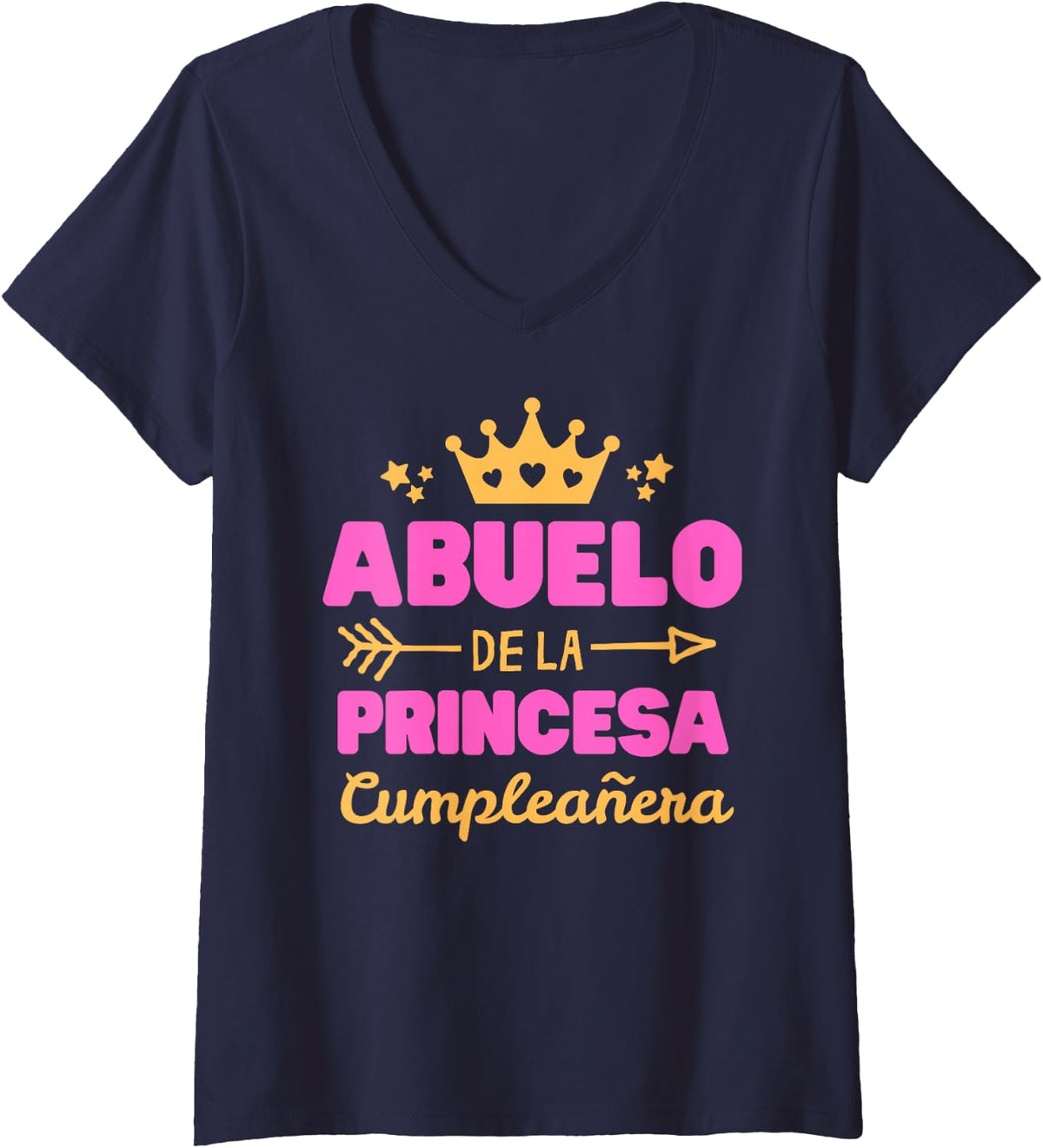 Women's Spanish Princess Birthday Girl - Abuelo de la Cumpleañera V-Neck T-Shirt - Navy Blue