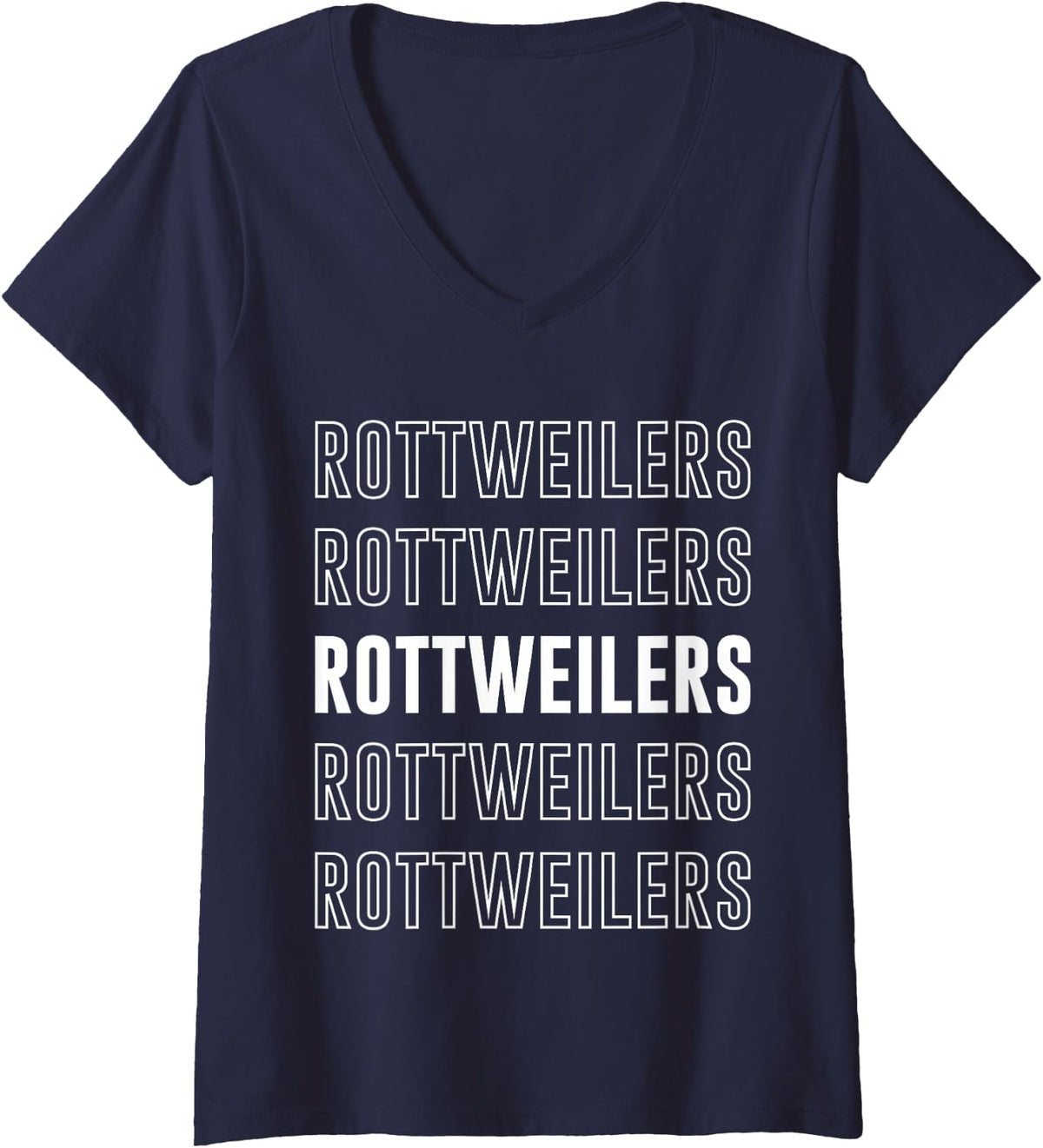 Women's Rottweilers V-Neck T-Shirt - Navy Blue