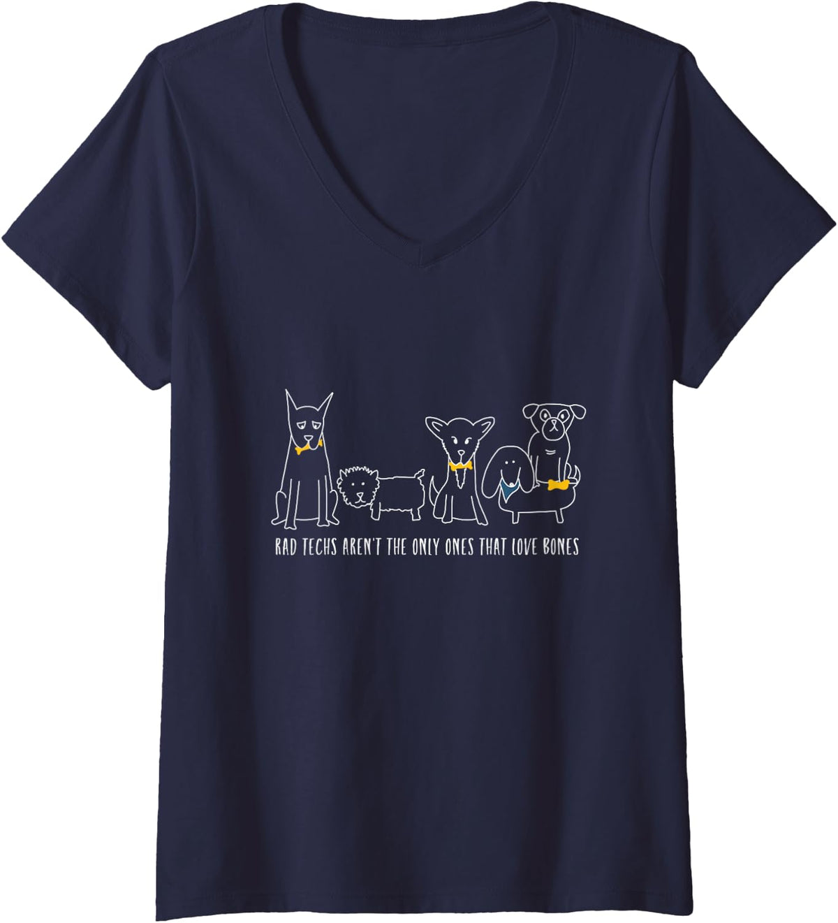 Women's Funny Radiologist Dog Design, Radiology Saying V-Neck T-Shirt - Navy Blue