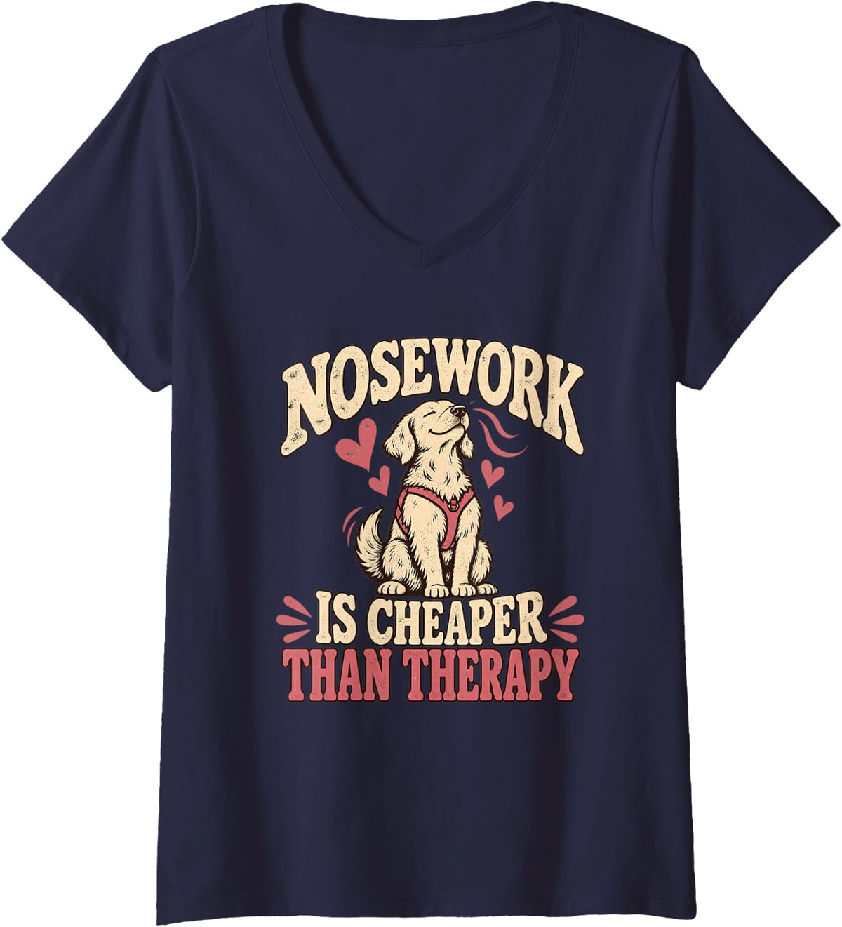 Women's Nosework Mantrailing Dog Bloodhound Handler Shirt V-Neck T-Shirt - Navy Blue