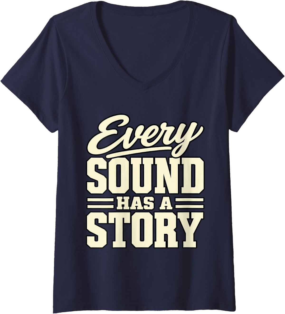 Women's Speech Therapy Every Sound Has A Story Pathologist Therapist V-Neck T-Shirt - Navy Blue