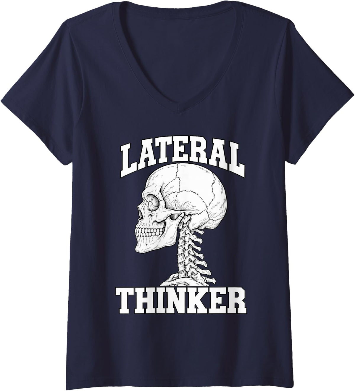 Women's Radiology Tech Lateral Thinker Technologist Funny V-Neck T-Shirt - Navy Blue