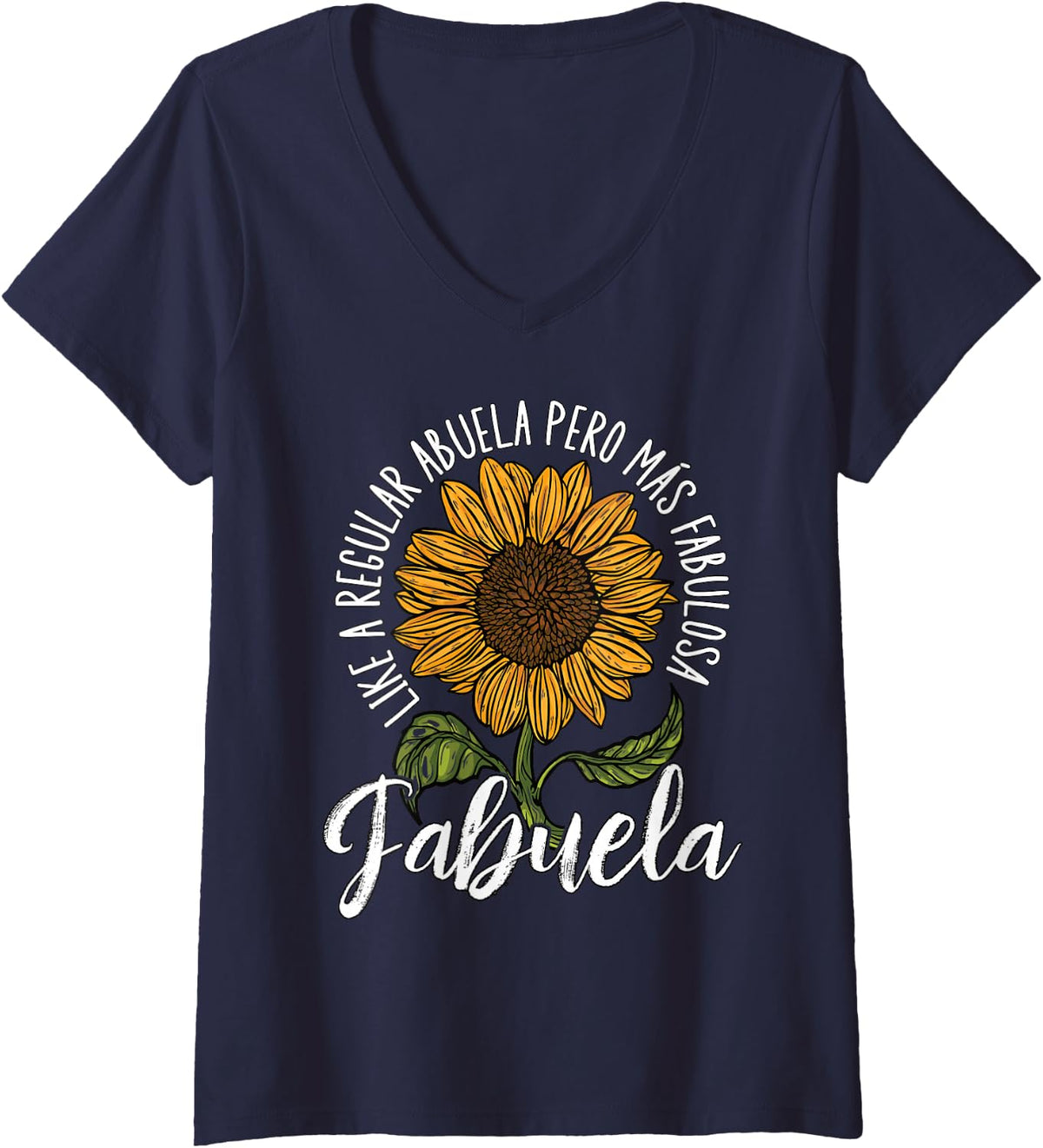 Women's The Fabulous Abuela Para Fabuela Mothers Day Abuelita V-Neck T-Shirt - Navy Blue