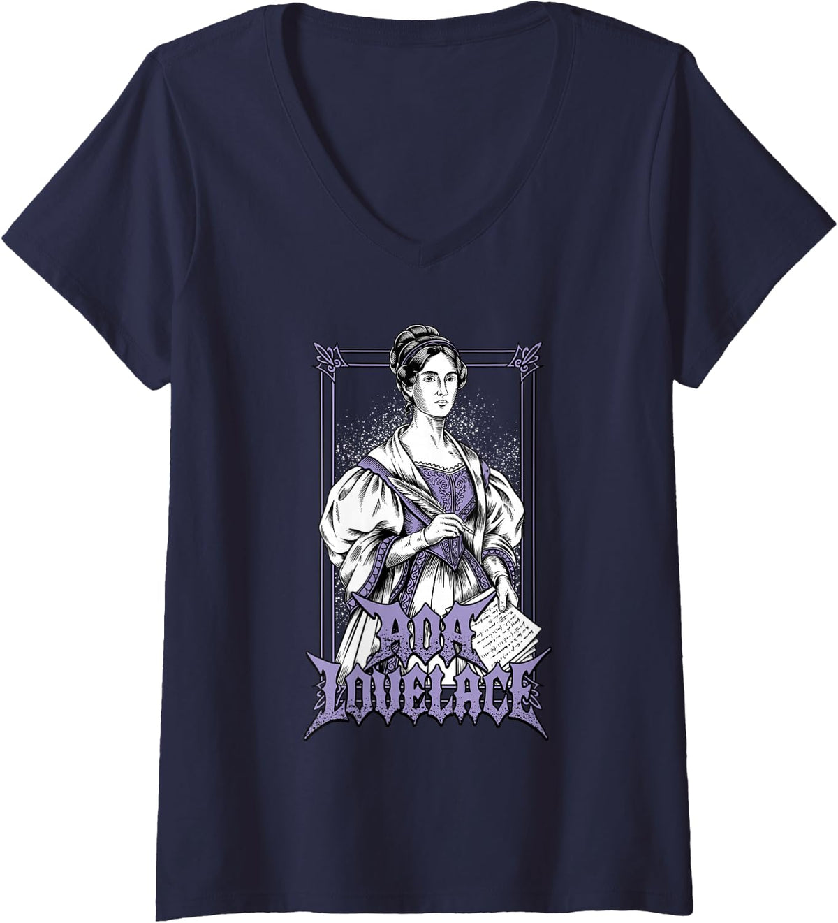 Women's Ada Lovelace V-Neck T-Shirt - Navy Blue