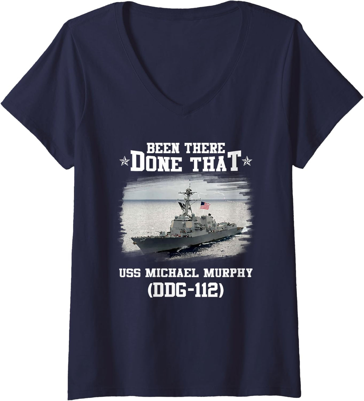Women's USS Michael Murphy DDG-112 Veterans Day V-Neck T-Shirt - Navy Blue