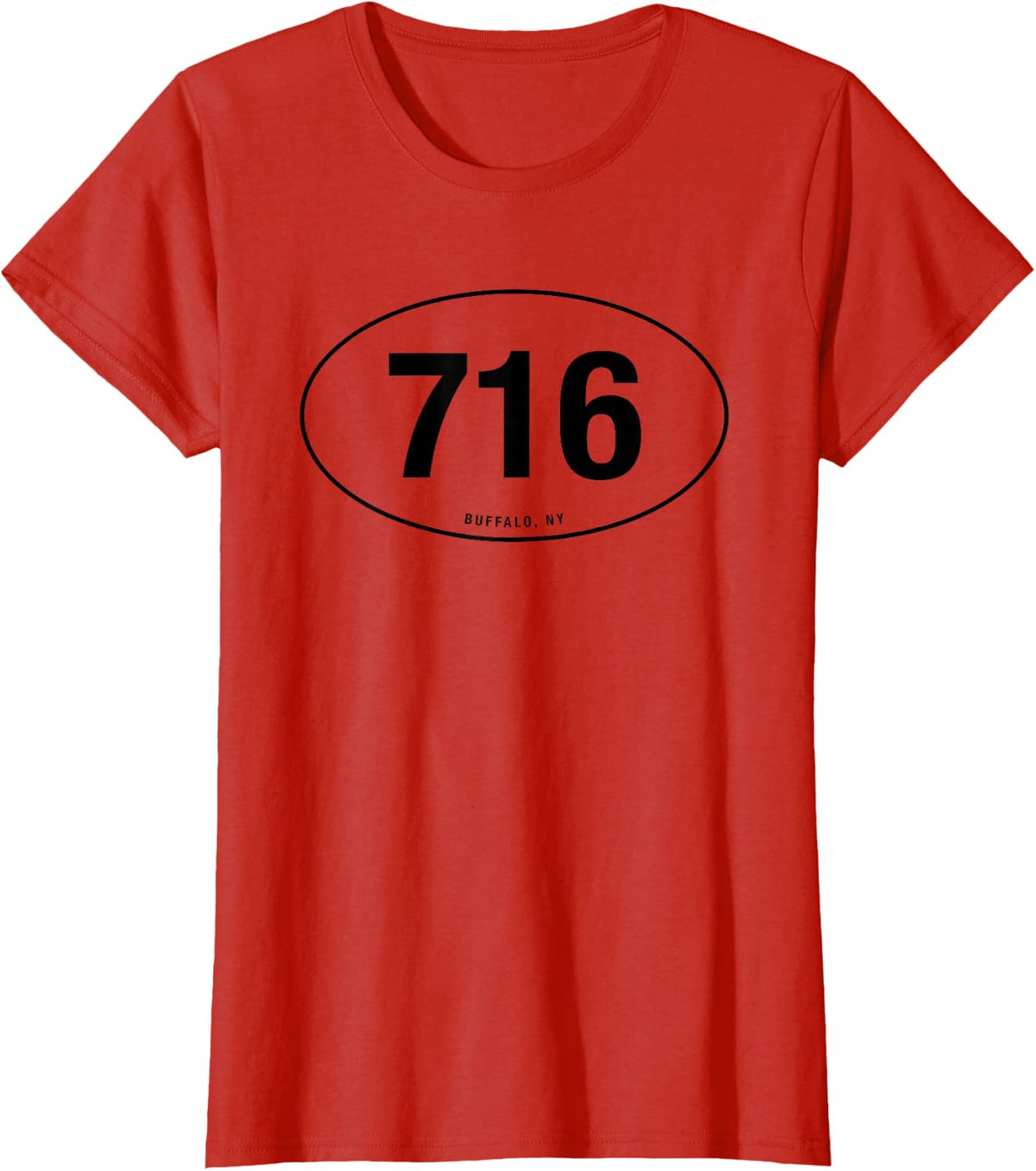 New York Area Code 716 Shirt Oval State Pride Gift T-Shirt - Red