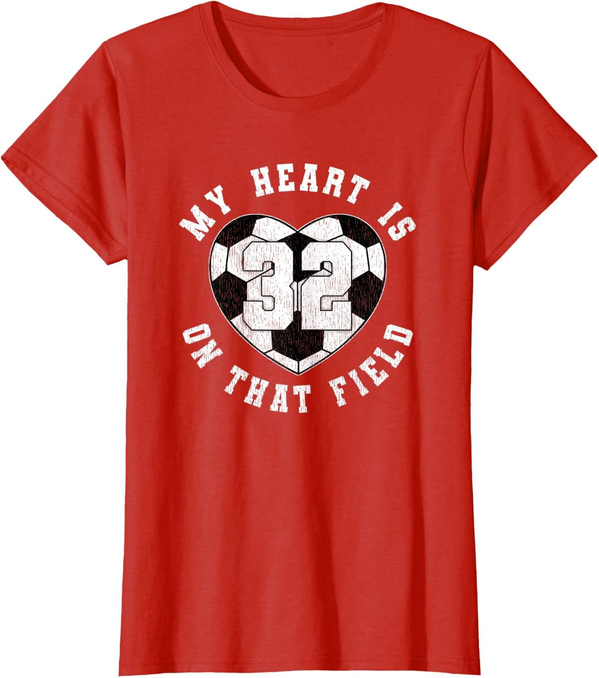 Soccer Player Mom Dad Saying Jersey Number 32 T-Shirt - Red