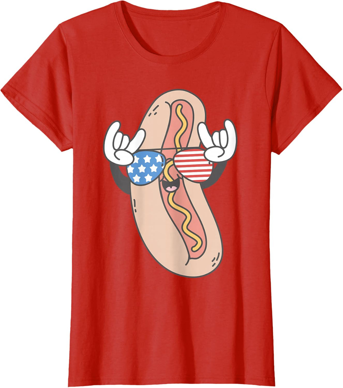 4th of July Hot Dog Hotdog Fourth of July Boys Men Women T-Shirt - Red