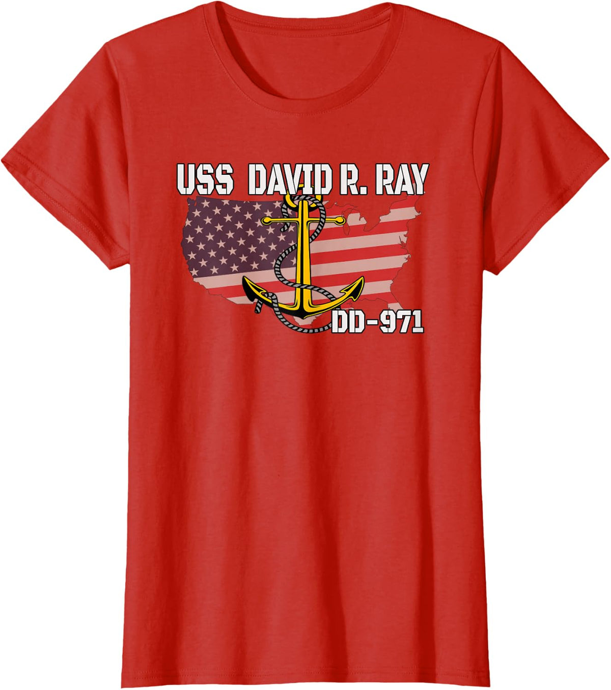 USS David R. Ray DD-971 Warship Veterans Day Father Grandpa T-Shirt - Red