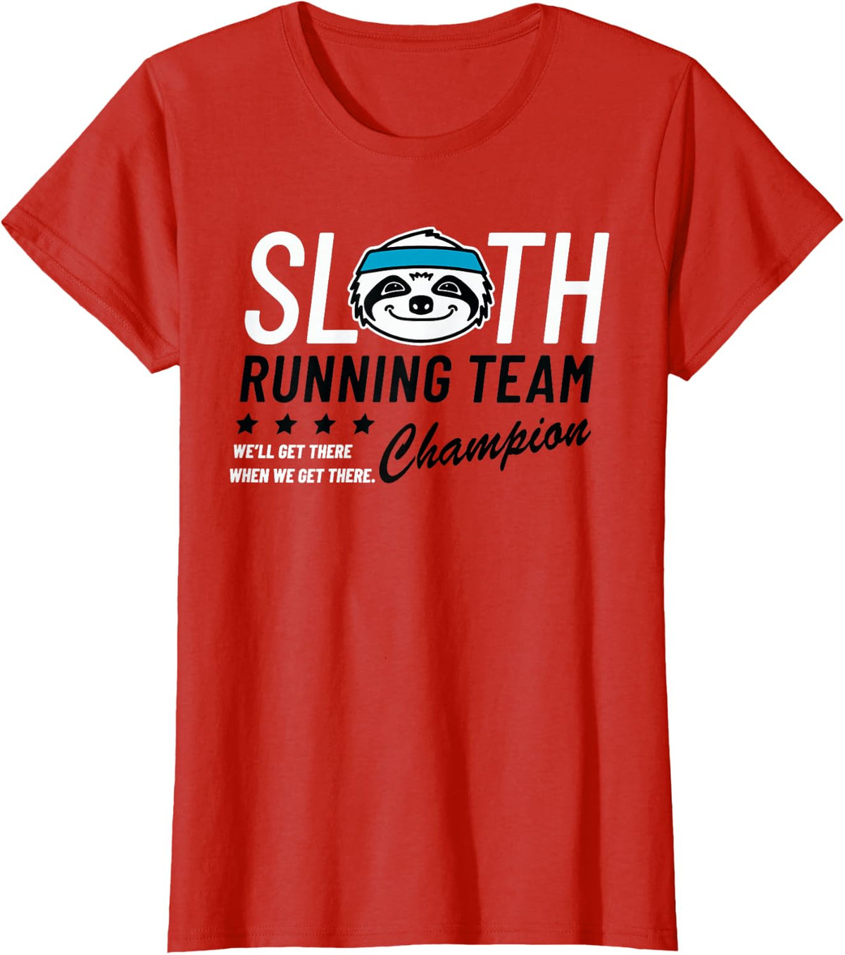 Sloth Running Team Champion T-Shirt Funny Run Tee for Men Women Runners Gift - Red