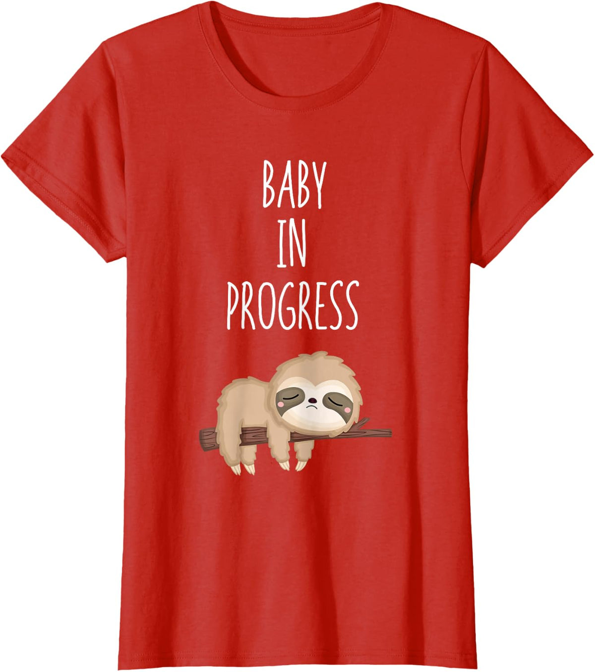 Sloth Pregnancy Shirt Pregnant Woman Baby Belly Sloth Lover T-Shirt - Red