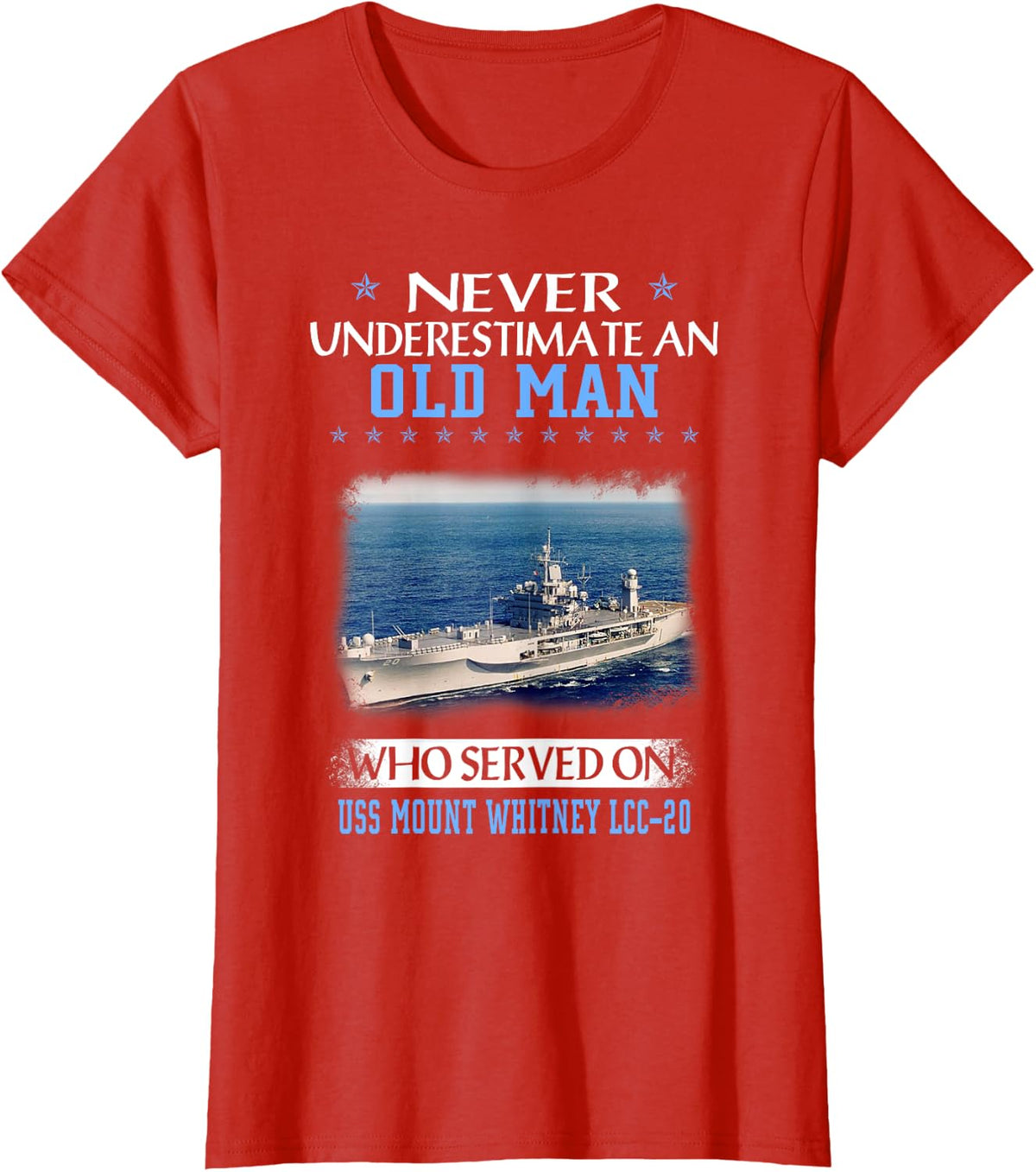 USS Mount Whitney LCC-20 Veterans Day Father Day T-Shirt - Red