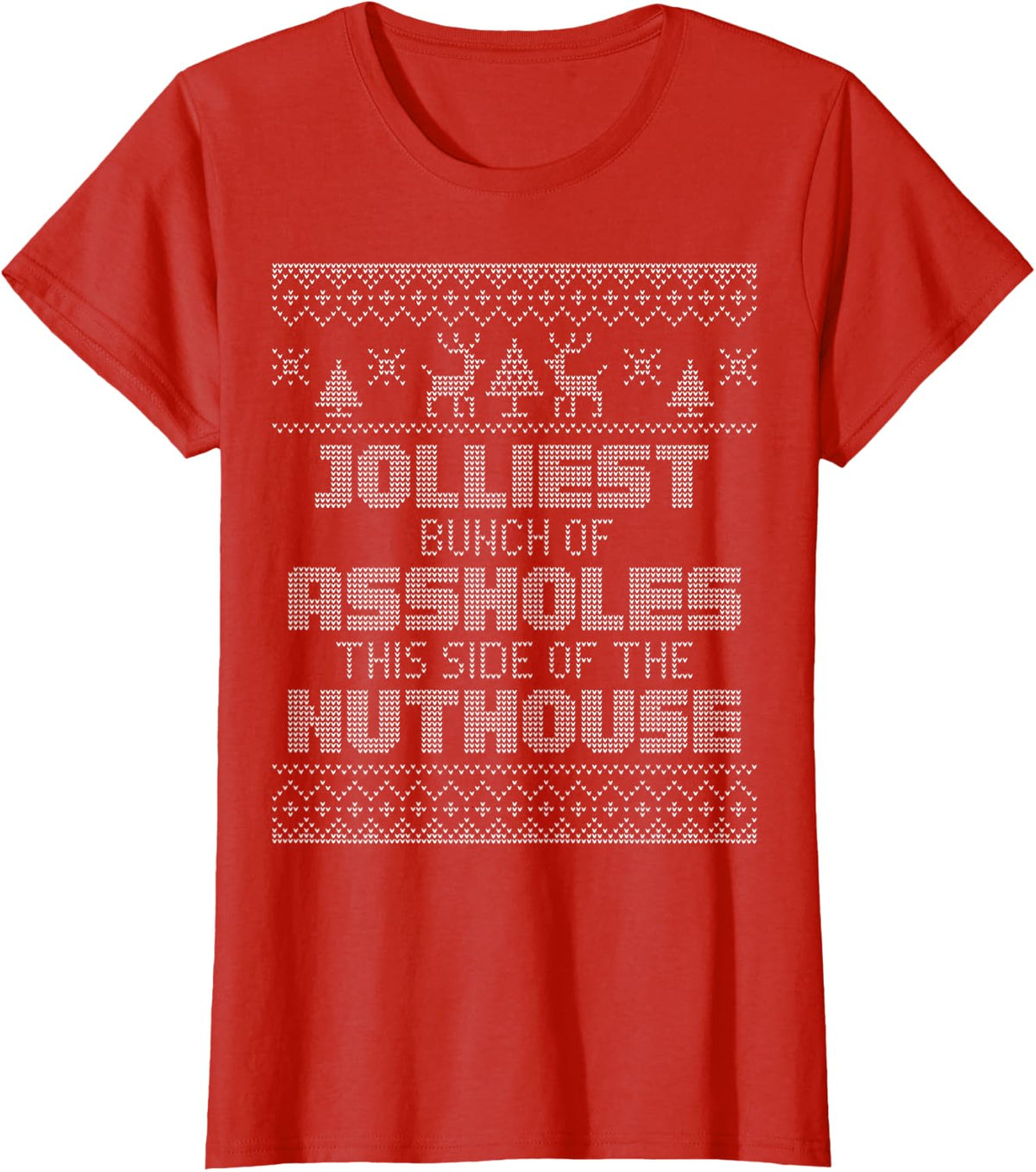 Jolliest Bunch of A-holes Tee Funny Christmas Pajamas Movie T-Shirt - Red