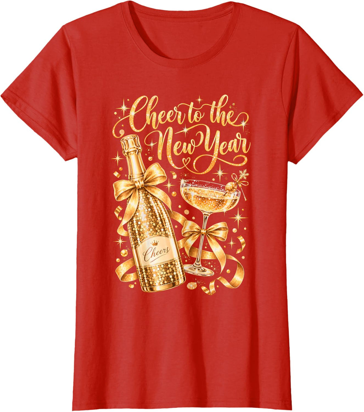 Cheer to The New Year Happy New Year 2027 Party T-Shirt - Red