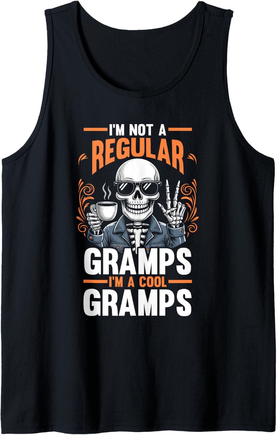 Men's Cool GrandfatherCoffee Granddad Grandpa Sleeveless Tank Top - Black