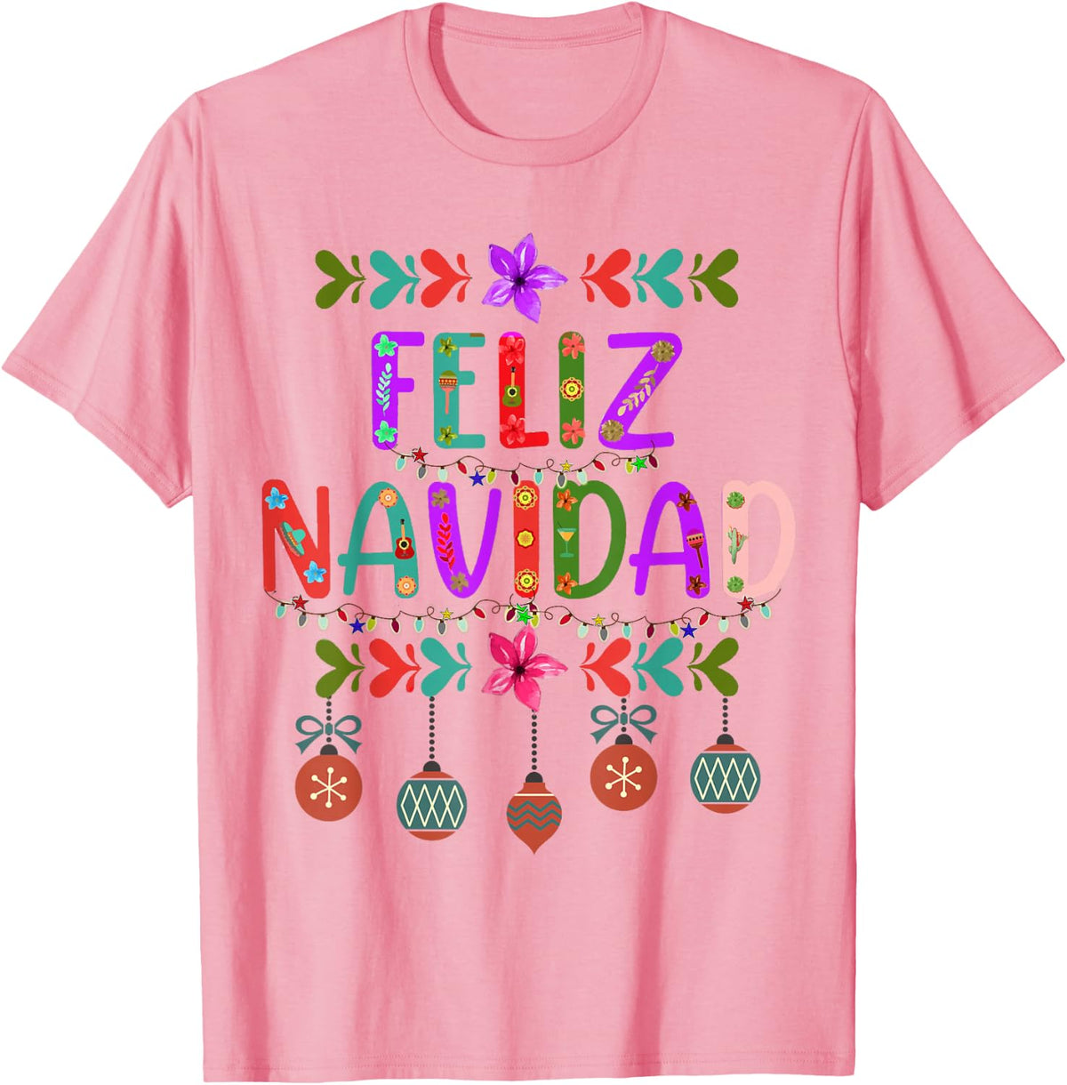 Feliz Navidad Matching Family Spanish Christmas Mexican Xmas T-Shirt - Pink