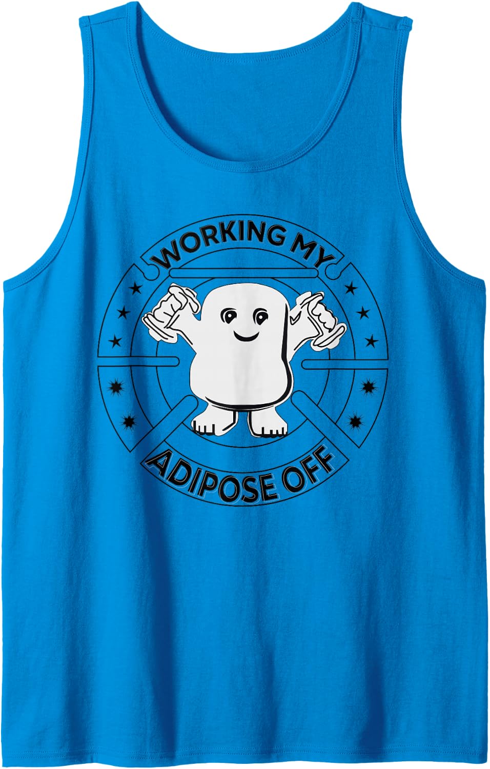 Working My Adipose Off Funny Exercise Workout Graphic Sleeveless Tank Top - Sapphire Blue
