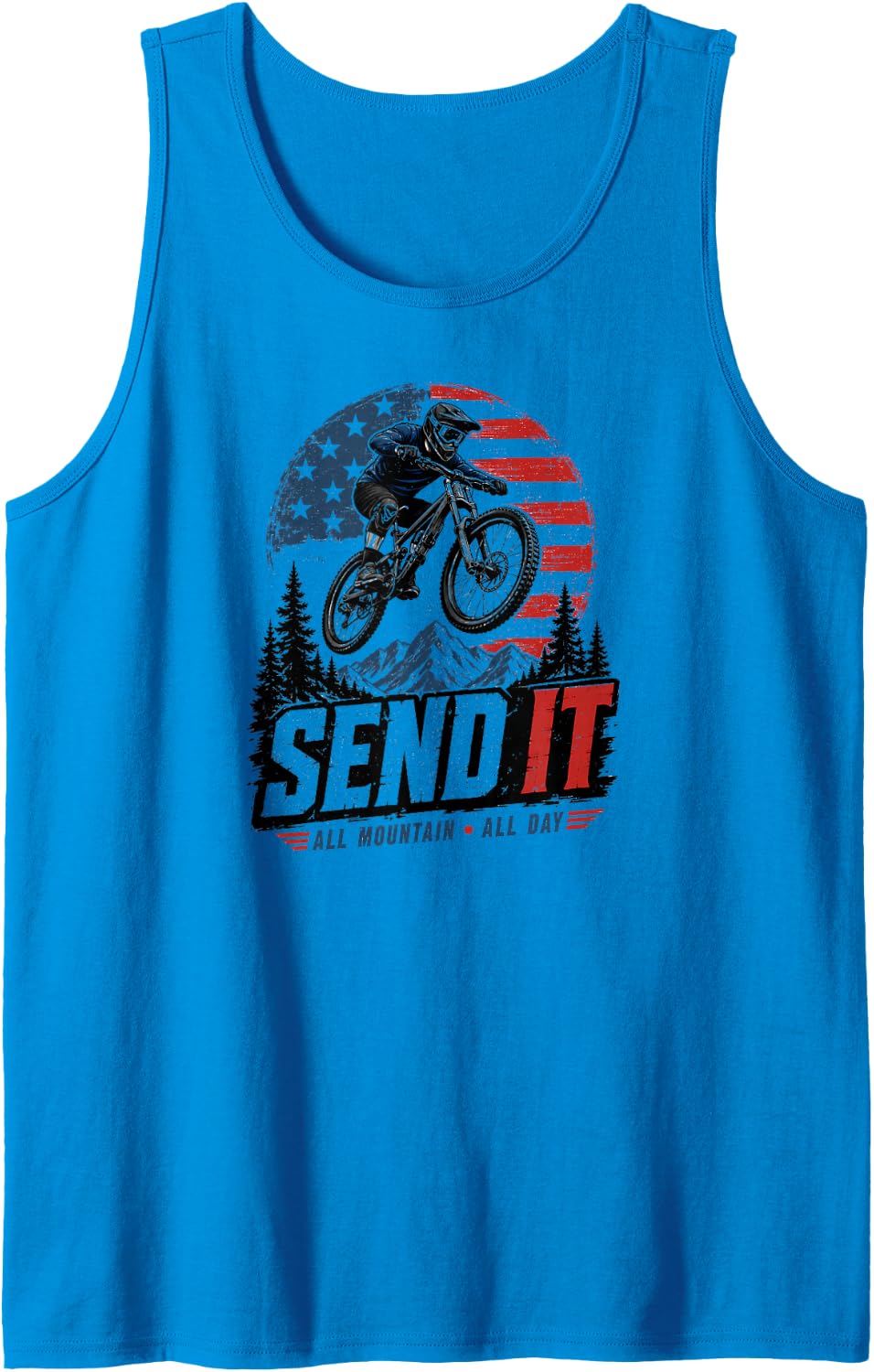 MTB Cycling Mountainbike Mountain-Bike MTB Bicycle Sleeveless Tank Top - Sapphire Blue