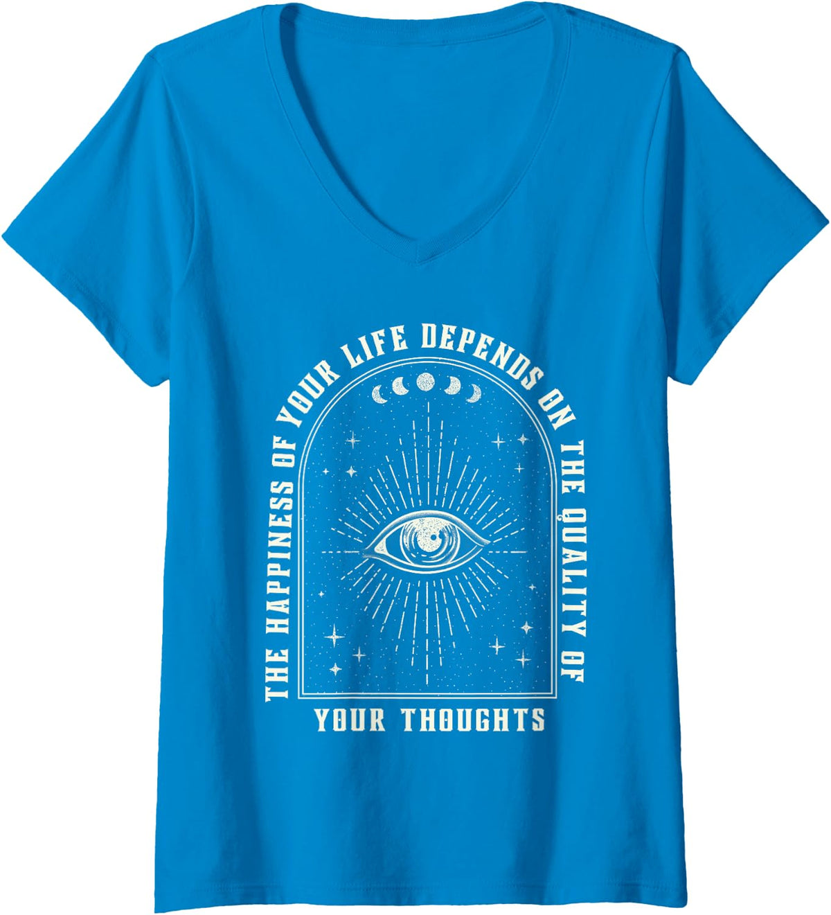 Women's Marcus Aurelius Stoic Philosophy Latin Quote Memento Mori V-Neck T-Shirt - Sapphire Blue