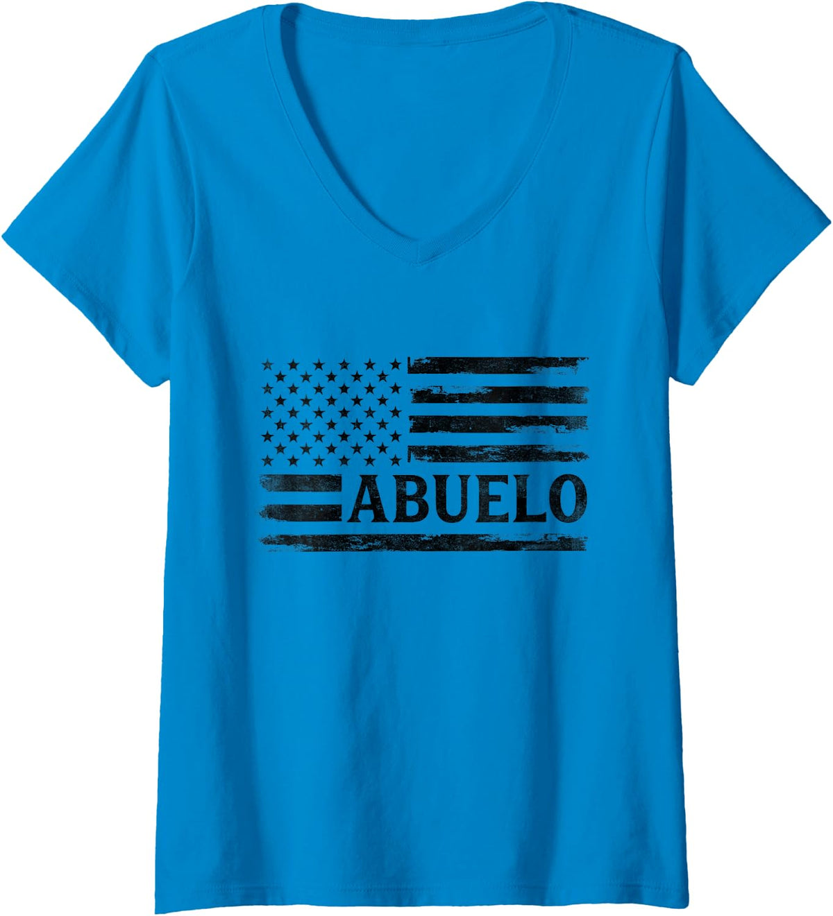Women's Abuelo Black Vintage USA Flag Father's Day V-Neck T-Shirt - Sapphire Blue