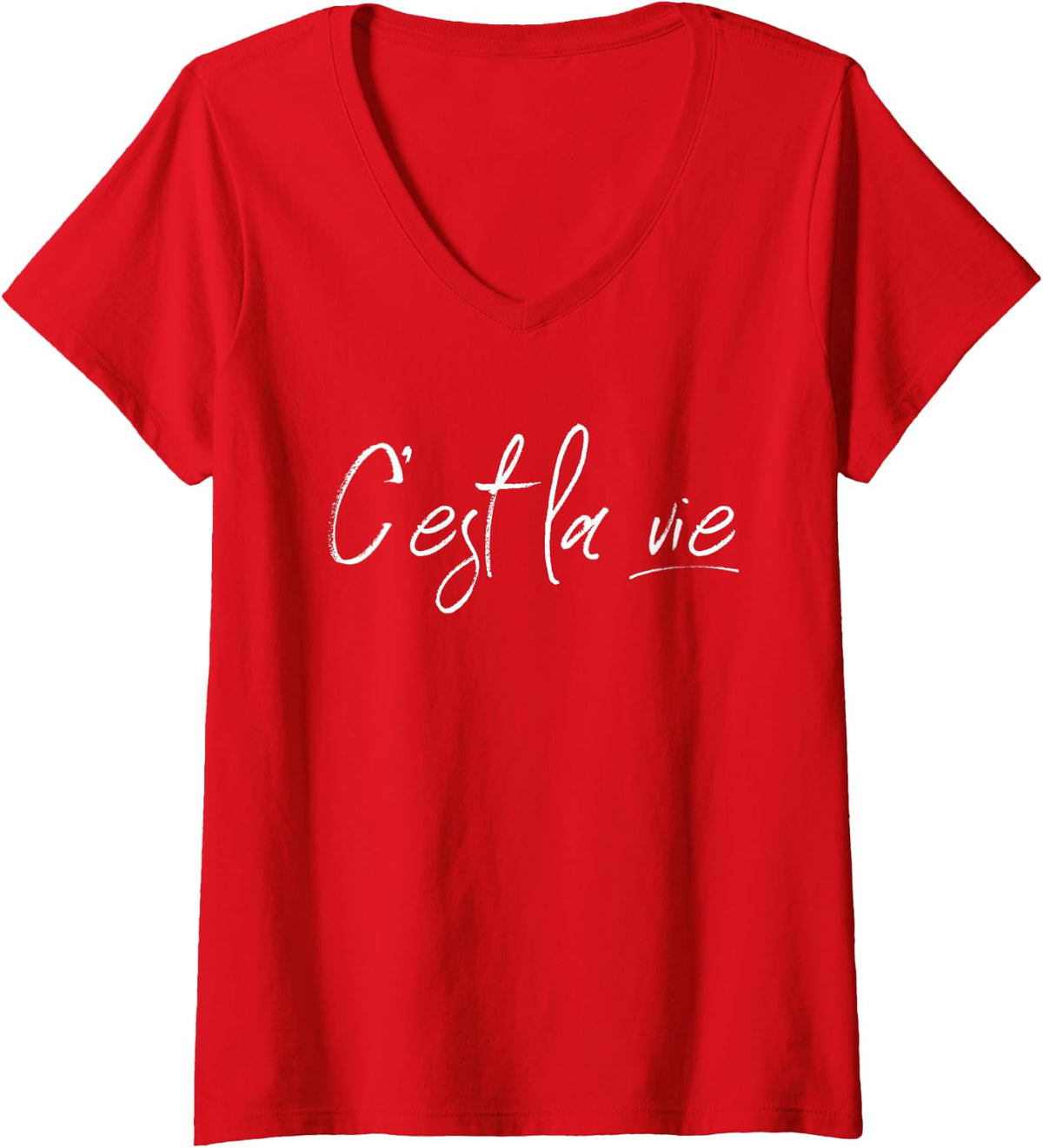 Women's C'est La Vie France French Lover V-Neck T-Shirt - Red
