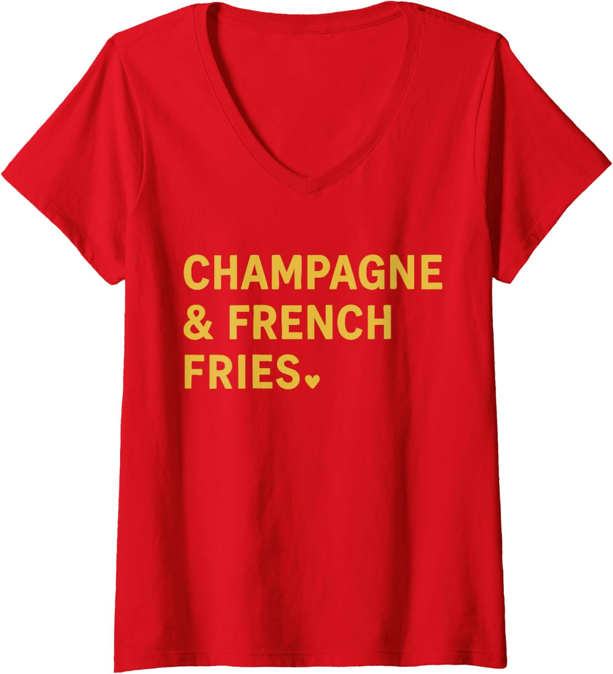 Women's Champagne And French Fries V-Neck T-Shirt - Red