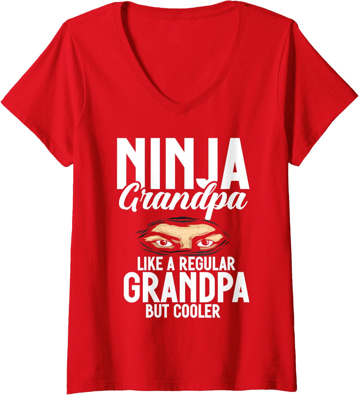 Womens Ninja Grandpa Like a Regular Grandpa but Cooler Ninja V-Neck T-Shirt - Red