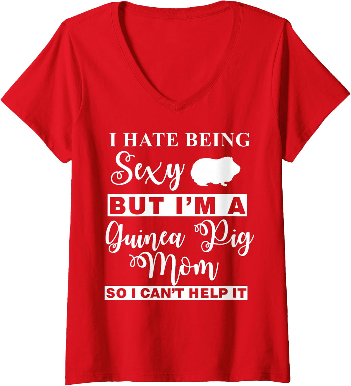 Women's Guinea Pig Mom Apparel - Funny Cute Moms Design V-Neck T-Shirt - Red