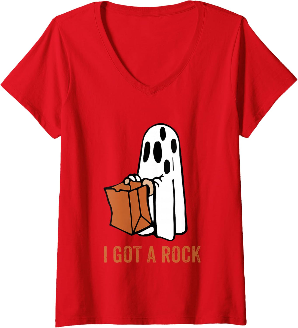 Womens I Got A Rock V-Neck T-Shirt - Red