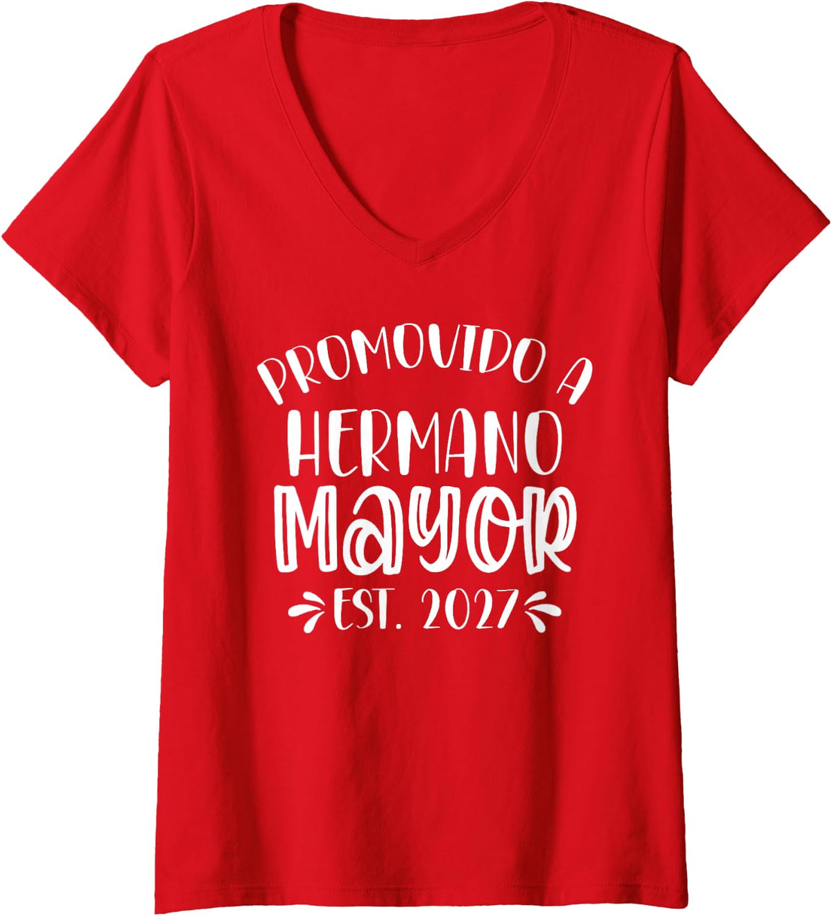 Women's Promovido A Hermano Mayor 2027 Spanish Cousin Announcement V-Neck T-Shirt - Red