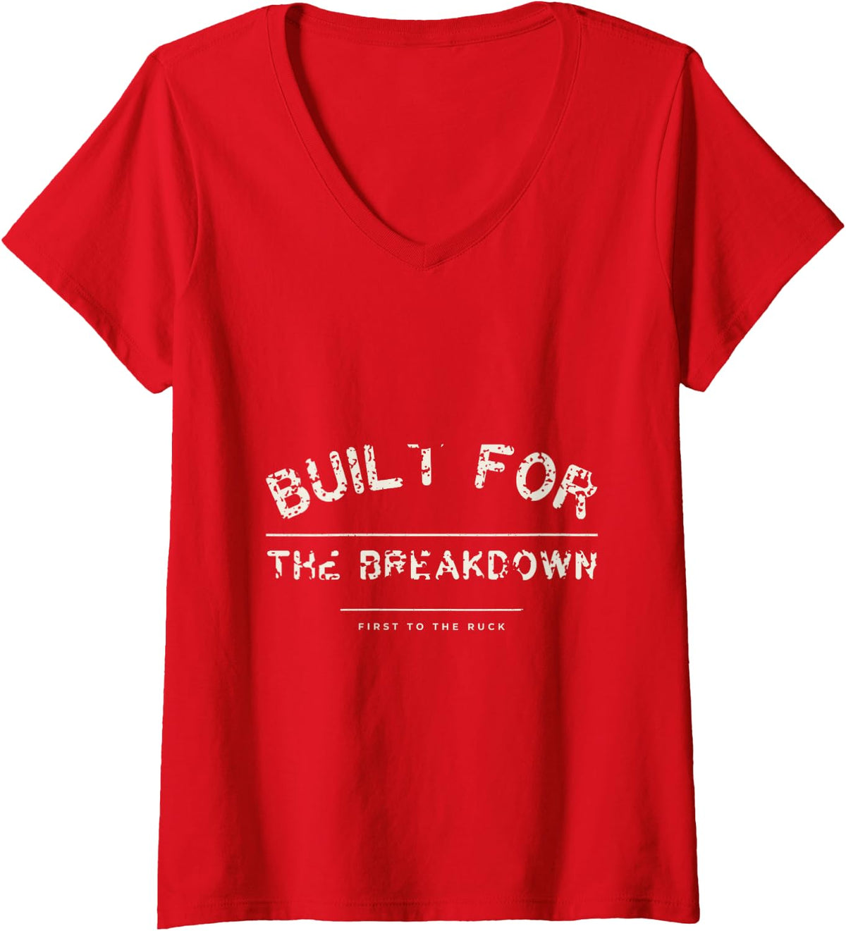 Women's Built for The Breakdown - Rugby Forward V-Neck T-Shirt - Red
