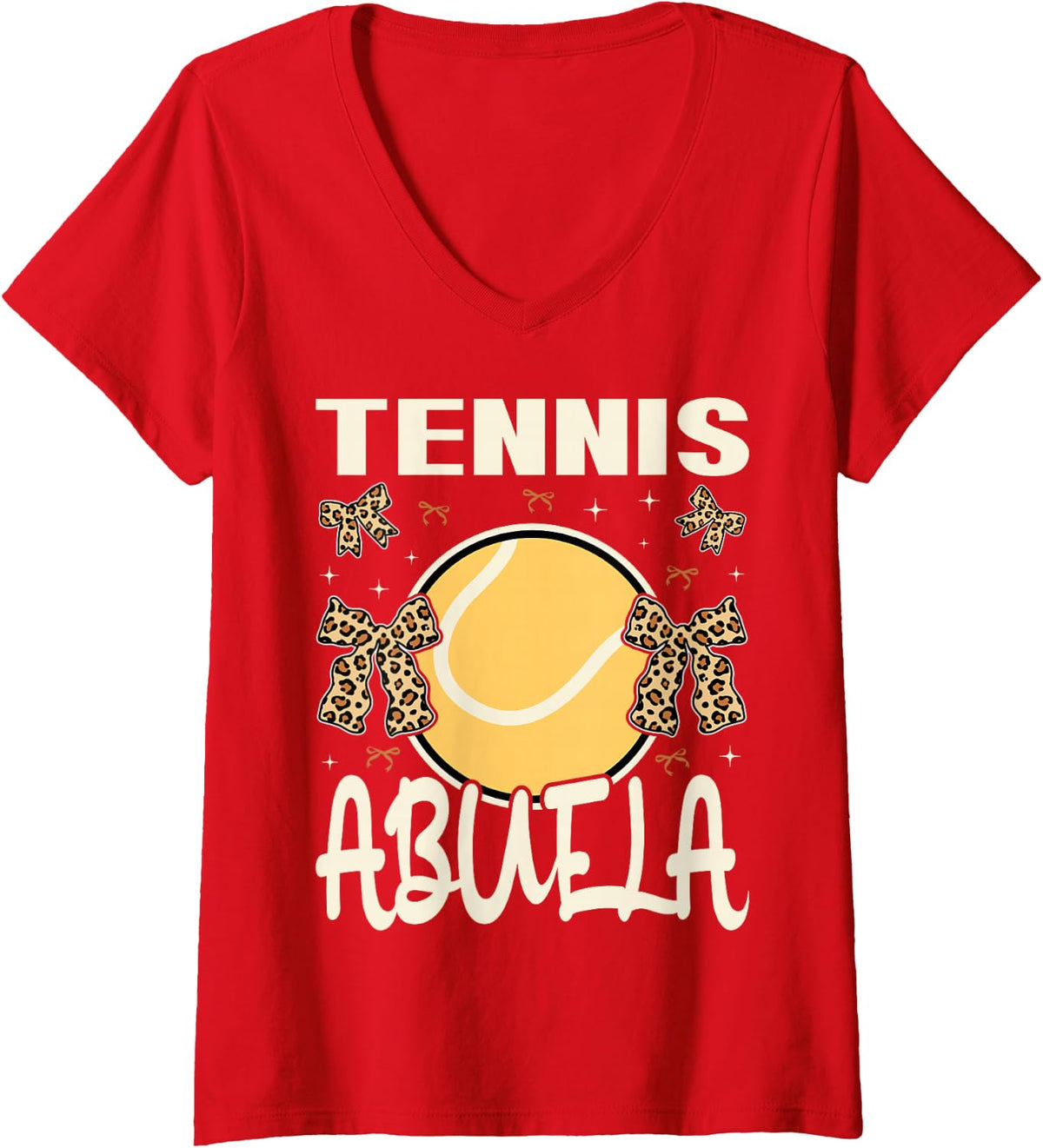 Women's Tennis Lover Player Cute Grandma Grandmother Women Abuela V-Neck T-Shirt - Red