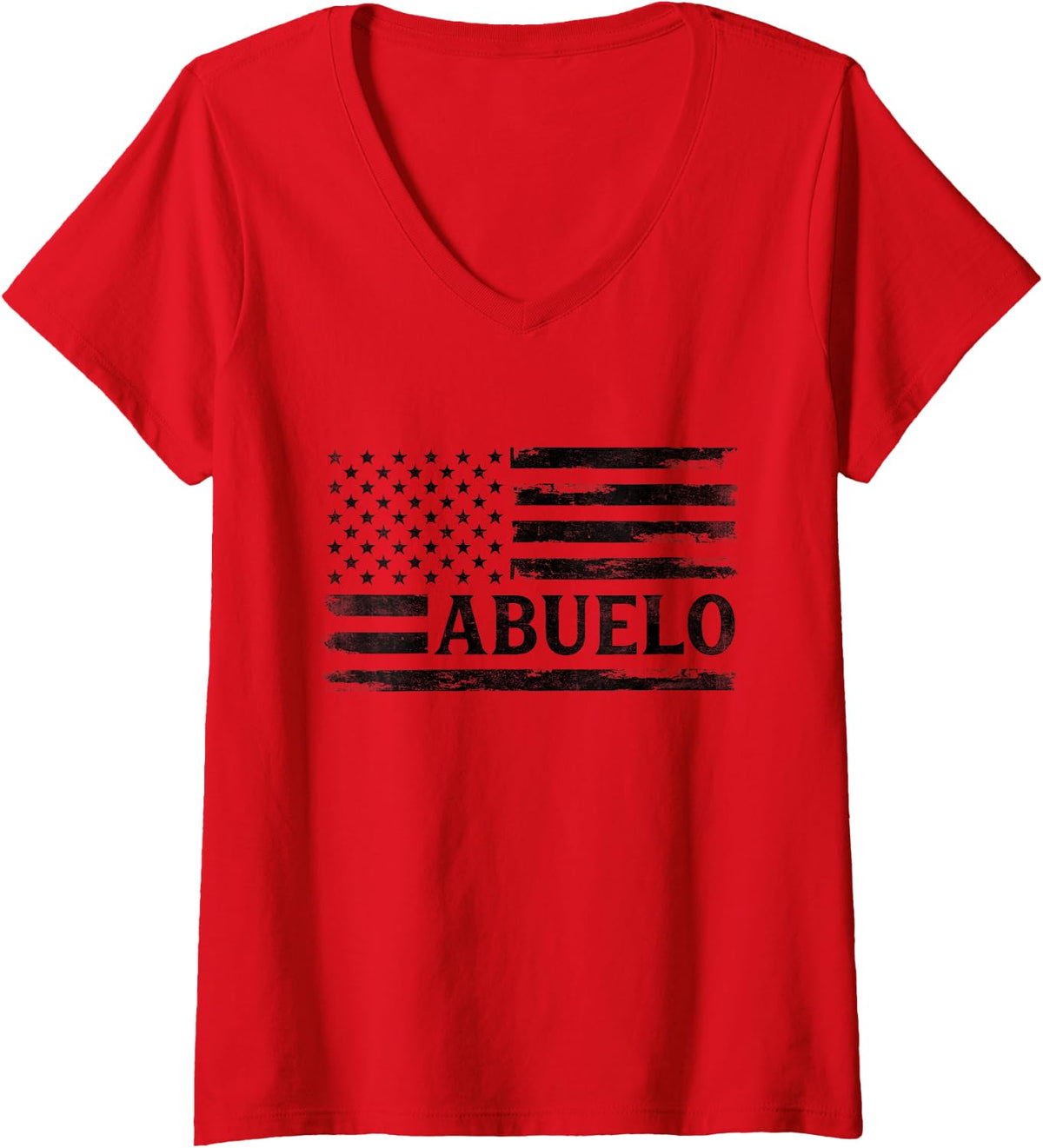 Women's Abuelo Black Vintage USA Flag Father's Day V-Neck T-Shirt - Red