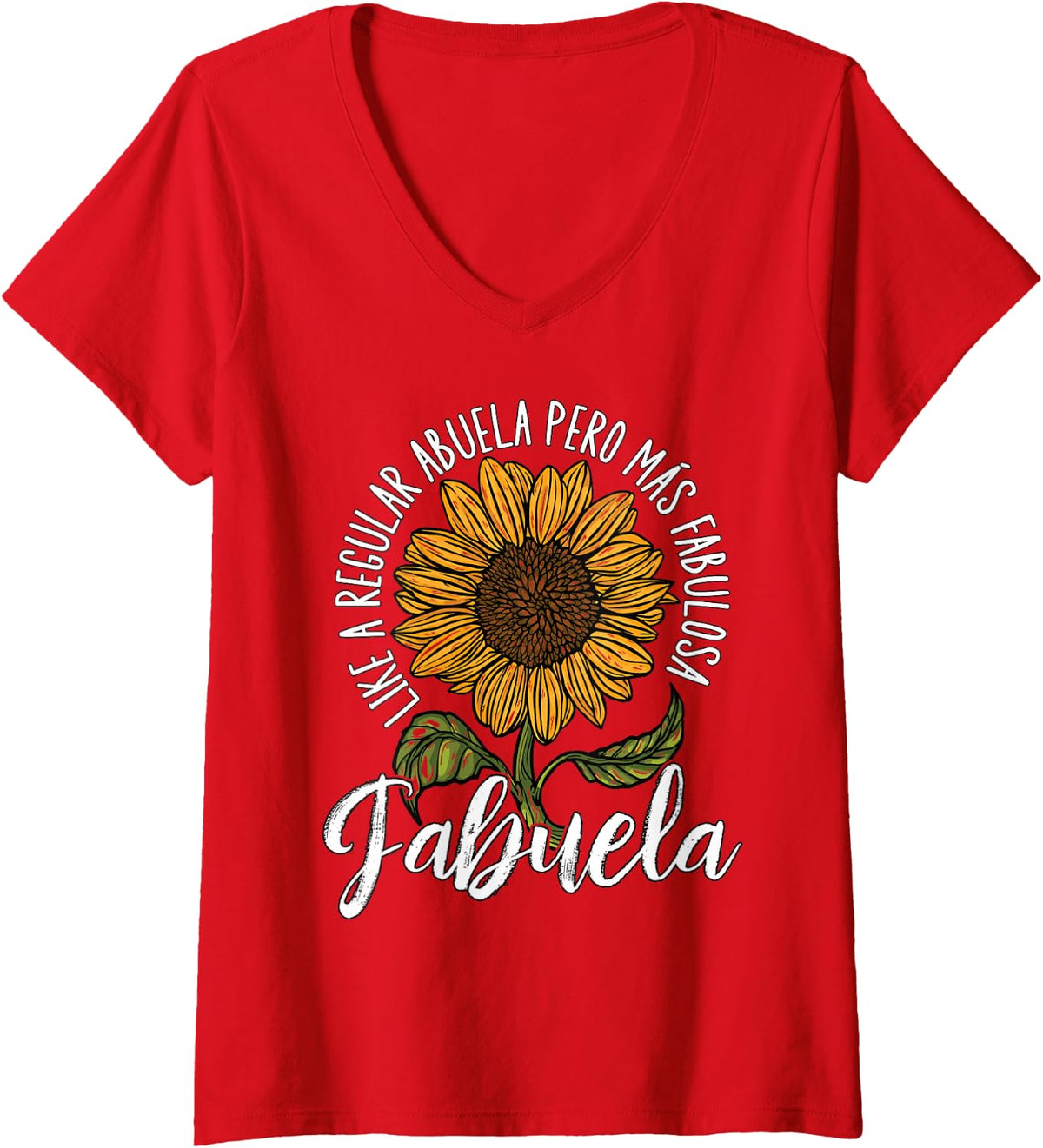 Women's The Fabulous Abuela Para Fabuela Mothers Day Abuelita V-Neck T-Shirt - Red